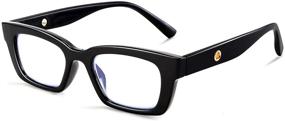 img 4 attached to FEISEDY B9010: Trendy Unisex Reading Glasses for Eye Strain Relief - Minimalist Rectangle Design with Anti-Blue Light Filter