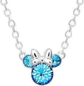 img 4 attached to Silver Plated Disney Minnie Mouse Birthstone Pendant Necklace with Crystal Accents