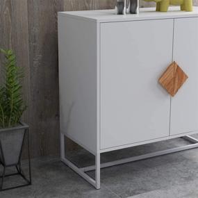 img 1 attached to 🍽️ Modern Kitchen Buffet Storage Cabinet Cupboard Furniture - RASOO White Sideboard with 2 Doors, Solid Wood Square Handles, and Metal Legs