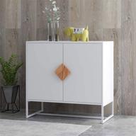 🍽️ modern kitchen buffet storage cabinet cupboard furniture - rasoo white sideboard with 2 doors, solid wood square handles, and metal legs логотип