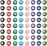 👁️ nbeads 120 pcs 8mm evil eye beads: vibrant colors, flat round alloy enamel european spacer beads for diy jewelry making and charms logo