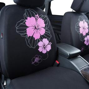 img 2 attached to 🌸 CAR PASS Universal Seat Covers with Pretty Flower Cloth Design, Ideal for Suvs, Sedans, Vans, and Trucks - Black and Pink