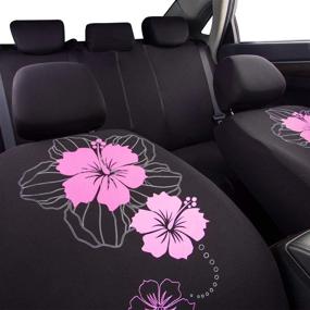 img 1 attached to 🌸 CAR PASS Universal Seat Covers with Pretty Flower Cloth Design, Ideal for Suvs, Sedans, Vans, and Trucks - Black and Pink