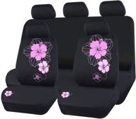 🌸 car pass universal seat covers with pretty flower cloth design, ideal for suvs, sedans, vans, and trucks - black and pink logo