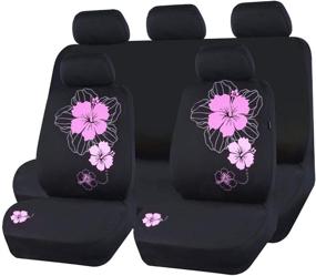 img 4 attached to 🌸 CAR PASS Universal Seat Covers with Pretty Flower Cloth Design, Ideal for Suvs, Sedans, Vans, and Trucks - Black and Pink