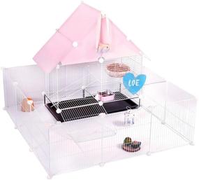 img 4 attached to 🐭 MouseBro Freely Assembled Guinea Pig Cage: Spacious Rabbit Cage with Roomy Yard, Puppy Playpen, and Bonus Accessories for Guinea Pig, Hedgehog, Bunny, Chinchilla, and More!