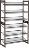 👠 songmics 6-tier shoe rack storage: set of 2 metal mesh shoe racks for closet - flat or angled stackable shoe shelf stand for 18 to 24 pairs of shoes, bronze ulmr03a-2 логотип