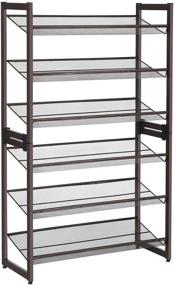 img 4 attached to 👠 SONGMICS 6-Tier Shoe Rack Storage: Set of 2 Metal Mesh Shoe Racks for Closet - Flat or Angled Stackable Shoe Shelf Stand for 18 to 24 Pairs of Shoes, Bronze ULMR03A-2