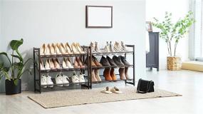 img 3 attached to 👠 SONGMICS 6-Tier Shoe Rack Storage: Set of 2 Metal Mesh Shoe Racks for Closet - Flat or Angled Stackable Shoe Shelf Stand for 18 to 24 Pairs of Shoes, Bronze ULMR03A-2