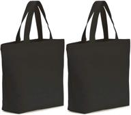 👜 durable and stylish 2 pcs canvas tote bag with gusset - perfect for all your shopping needs! logo