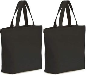 img 4 attached to 👜 Durable and Stylish 2 Pcs Canvas Tote Bag with Gusset - Perfect for All Your Shopping Needs!