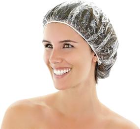img 4 attached to Individually Wrapped Disposable Plastic Shower Caps – Ideal for Spa, Home, Kitchen, Hotels, Restaurants, and Hair Salons – Pack of 100