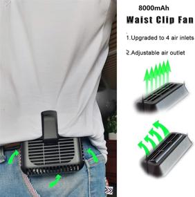 img 1 attached to Stay Cool and Hands-Free with the Portable USB Rechargeable Waist Clip Fan – 8000mAh, 6-32 hours Working Fan Ideal for Travel, Outdoor, and Office