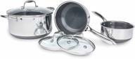 🍳 hexclad 6-piece hybrid cookware set - 2, 3, and 8 quarter pot set with 3 glass lids, stay-cool handle, nonstick - pfoa free, dishwasher & oven safe, works with induction, ceramic, electric, & gas cooktops logo