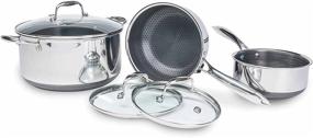 img 4 attached to 🍳 HexClad 6-Piece Hybrid Cookware Set - 2, 3, and 8 Quarter Pot Set with 3 Glass Lids, Stay-Cool Handle, Nonstick - PFOA Free, Dishwasher & Oven Safe, Works with Induction, Ceramic, Electric, & Gas Cooktops