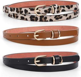 img 4 attached to Women Skinny Leather Ladies Buckle