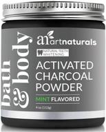 🦷 artnaturals teeth whitening activated charcoal powder - 4 oz / 113g coconut charcoal toothpaste whitener for teeth, non-abrasive whitening - fluoride free - stain remover - mint flavored logo