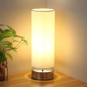 img 4 attached to Minimalist Touch Control Table Lamp with Cylinder Lamp Shade - Dimmable Bedside, Desk or Nightstand Lamp - Modern Accent Light for Bedroom, Living Room, Kitchen - Includes E26 Bulb