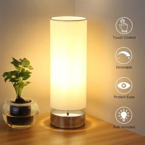 img 3 attached to Minimalist Touch Control Table Lamp with Cylinder Lamp Shade - Dimmable Bedside, Desk or Nightstand Lamp - Modern Accent Light for Bedroom, Living Room, Kitchen - Includes E26 Bulb