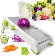 🥦 green adjustable stainless steel mandoline slicer - multifunctional manual cutter for vegetables, grater, julienne slicer, fruit, waffles, onion and potato logo