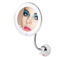 💡 flexible 10x magnifying suction mirror with dimmable led light, power locking suction cup, day light, and 360 degree swivel - portable vanity mirror for home bathroom (top4ever) logo