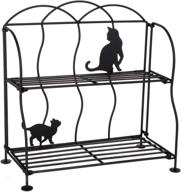 🐱 lily's home cat lovers multifunctional metal countertop wire shelf rack - ideal for household, bathroom, and kitchen organization, storage. foldable 2-tier design логотип