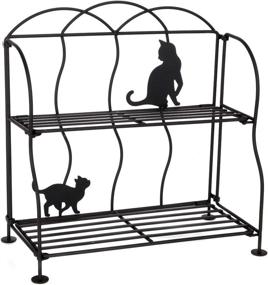 img 4 attached to 🐱 Lily's Home Cat Lovers Multifunctional Metal Countertop Wire Shelf Rack - Ideal for Household, Bathroom, and Kitchen Organization, Storage. Foldable 2-Tier Design