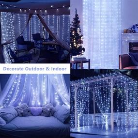 img 2 attached to 🌟 Enhance Your Bedroom Decor with Window Curtain Lights: 3Mx3M 300LED Fairy Lights with Remote Control and 8 Modes - Waterproof, Copper Wire Wall Lights, USB Powered - Perfect for Parties, Weddings, and More! (White)