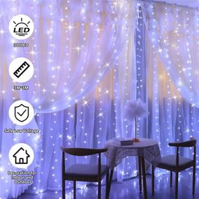 img 3 attached to 🌟 Enhance Your Bedroom Decor with Window Curtain Lights: 3Mx3M 300LED Fairy Lights with Remote Control and 8 Modes - Waterproof, Copper Wire Wall Lights, USB Powered - Perfect for Parties, Weddings, and More! (White)