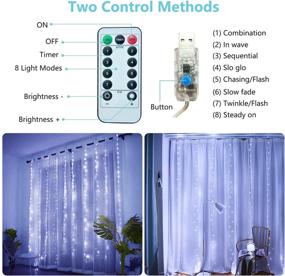 img 1 attached to 🌟 Enhance Your Bedroom Decor with Window Curtain Lights: 3Mx3M 300LED Fairy Lights with Remote Control and 8 Modes - Waterproof, Copper Wire Wall Lights, USB Powered - Perfect for Parties, Weddings, and More! (White)