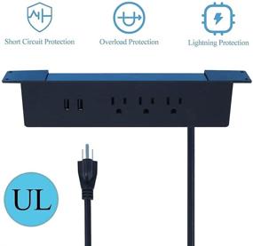 img 2 attached to 💡 Haylink UL Listed Under Desk Power Strip - Hanging Power Outlet Surge Protector with 3 AC Outlets, 2 USB Ports, and 4.92ft Power Cord (Black)