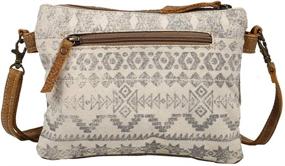 img 2 attached to 👜 Floral Upcycled Canvas and Cowhide Leather Small Crossbody Bag S-1219 by Myra Bag