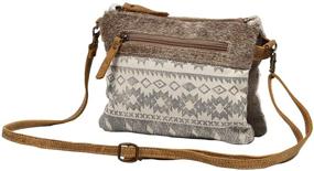 img 1 attached to 👜 Floral Upcycled Canvas and Cowhide Leather Small Crossbody Bag S-1219 by Myra Bag