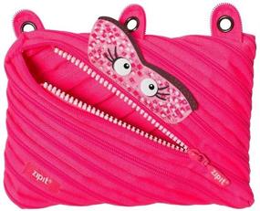 img 4 attached to 💖 Fun and Functional: ZIPIT Talking Monstar 3-Ring Binder Pencil Pouch in Pink - Unique Large Pen Case with One Long Zipper!