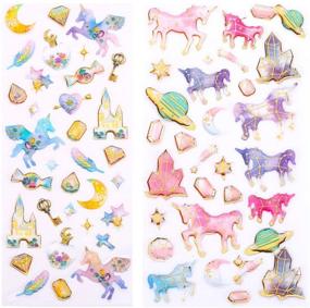 img 2 attached to 🦄 IMNEXT2U Cute Craft Stickers, Aesthetic Glitter, Tear-Resistant, Waterproof Decals for Laptop, Water Bottle, Hydroflasks, Scrapbooking, Planner Pack for Teens, Girls, Kids - Unicorn