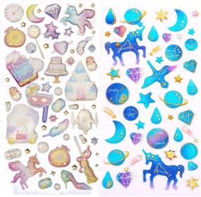 img 1 attached to 🦄 IMNEXT2U Cute Craft Stickers, Aesthetic Glitter, Tear-Resistant, Waterproof Decals for Laptop, Water Bottle, Hydroflasks, Scrapbooking, Planner Pack for Teens, Girls, Kids - Unicorn