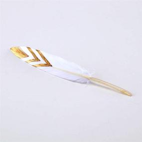 img 1 attached to 🎨 Sowder 50pcs Colorful Gold Goose Feathers 4-6inch (10-15cm) | Ideal for Art Craft Party Decoration Clothing Accessories | Duck Feather (White & Gold)