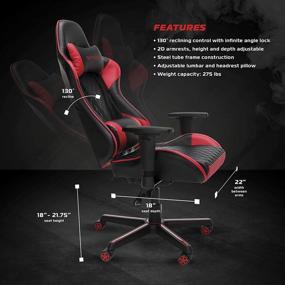 img 2 attached to 🎮 Enhance Your Gaming Experience with the Respawn 100 Racing Style Gaming Chair in Red (RSP-100-RED)