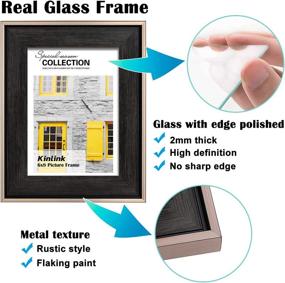 img 2 attached to 🖼️ KINLINK Rustic 6x8 Picture Frames: Distressed Farmhouse Style with Real Glass - Set of 4, Perfect for Tabletop and Wall Mounting Display