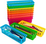 🖍️ yaoyue 12 pack pencil basket trays: colorful classroom organization baskets for office, with 100 pcs paper clips and pen holders - perfect marker and crayon holder organizer (12 pack) логотип