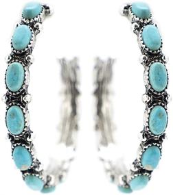 img 1 attached to 💠 Emulily Western Turquoise Hoop Earrings - Girls' Jewelry and Earrings