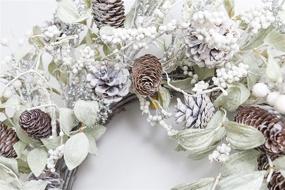 img 2 attached to 🎄 Winter Front Door Wreath - 26 Inch Winter Birch Christmas Wreath with White Berry, Iced Pine Cones, Holly Leaf & Branch - White Winter Wreaths for Front Door or Indoor Home Wall Window Décor