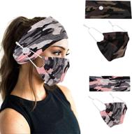 👩 face mask button headbands by studio 10 - non-slip nurse headband holder, sport sweatband yoga gym elastic hair band for women logo