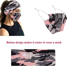 img 1 attached to 👩 Face Mask Button Headbands by Studio 10 - Non-Slip Nurse Headband Holder, Sport Sweatband Yoga Gym Elastic Hair Band for Women