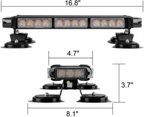 img 2 attached to 🚨 16,8-дюймовый стобоскоп с янтарными светодиодами и магнитной основой - Сверхинтенсивные аварийные маячки для автомобилей, грузовиков, снегоуборочных машин, строительных транспортных средств - 26 режимов мигания
