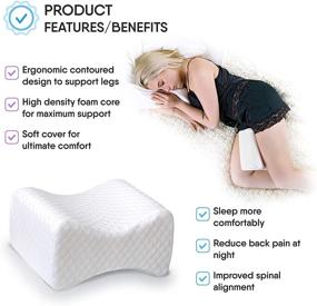 img 2 attached to 🌙 KIWEE Knee Pillow for Back, Hip Pain Relief, Sciatica, Side Sleeping, Orthopedic Memory Foam Leg Positioner Contour Wedge, Pregnancy, Spine Alignment, Posture Support