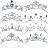 👑 girls rhinestone crystal tiara crown headband - sparkly princess crown hair accessories for birthday party, christmas, and special occasions logo