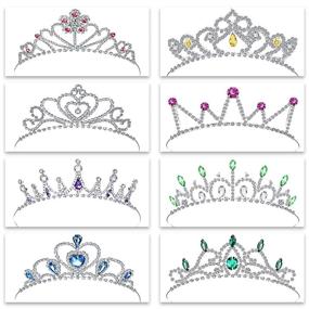 img 2 attached to 👑 Girls Rhinestone Crystal Tiara Crown Headband - Sparkly Princess Crown Hair Accessories for Birthday Party, Christmas, and Special Occasions