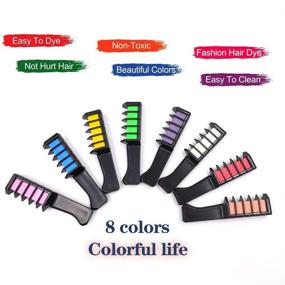 img 2 attached to 🌈 Vibrant 8 Colors Hair Dye Comb: Temporary Hair Chalk for Kids Party, Cosplay, Halloween, Christmas - Non Toxic & Washable