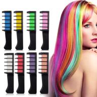 🌈 vibrant 8 colors hair dye comb: temporary hair chalk for kids party, cosplay, halloween, christmas - non toxic & washable logo